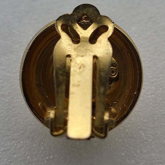 Vintage Cadoro Gold Tone Clip-On Earrings With Clear Rhinestones - Picture 7 of 13